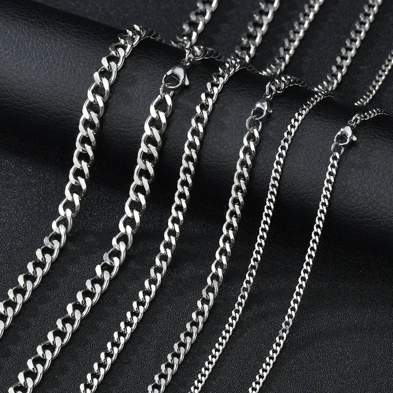 Men's Stainless Steel Necklace - Fine Cuban Chain