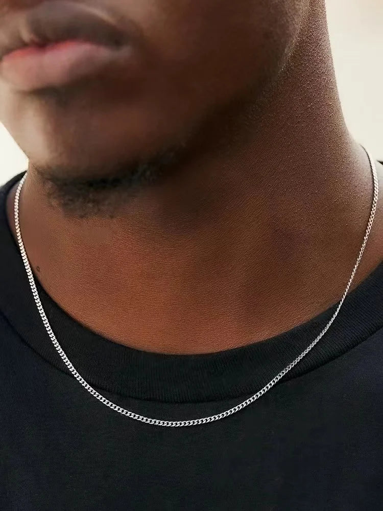 Men's Stainless Steel Necklace - Fine Cuban Chain