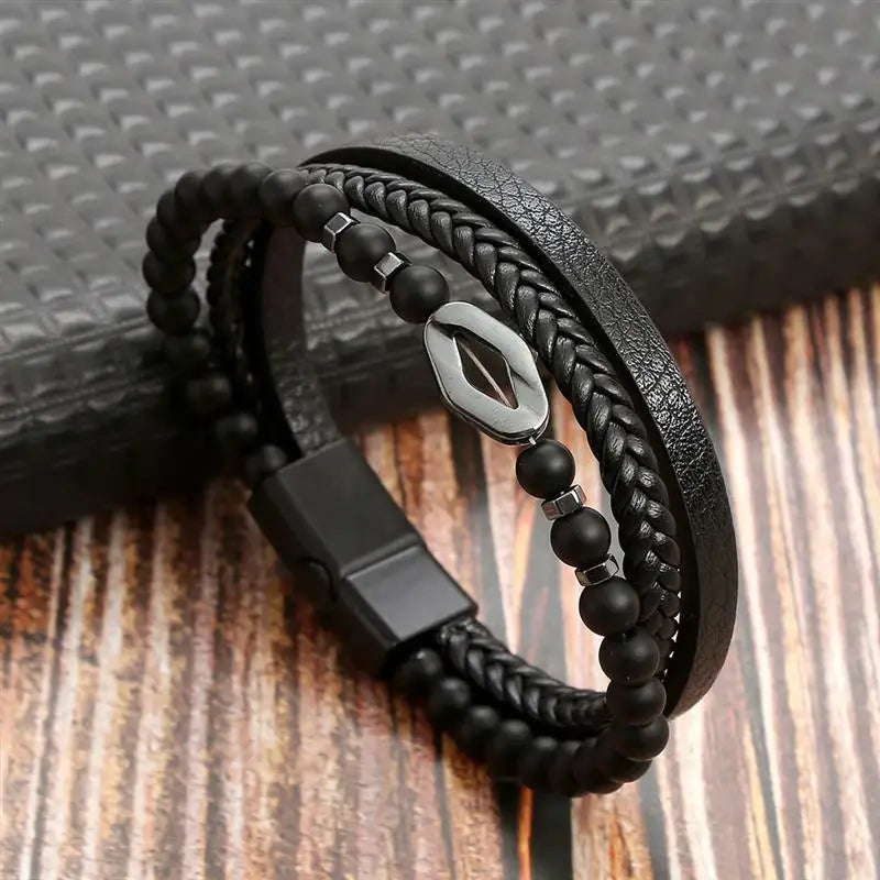 Bracelet Cuir et Perles