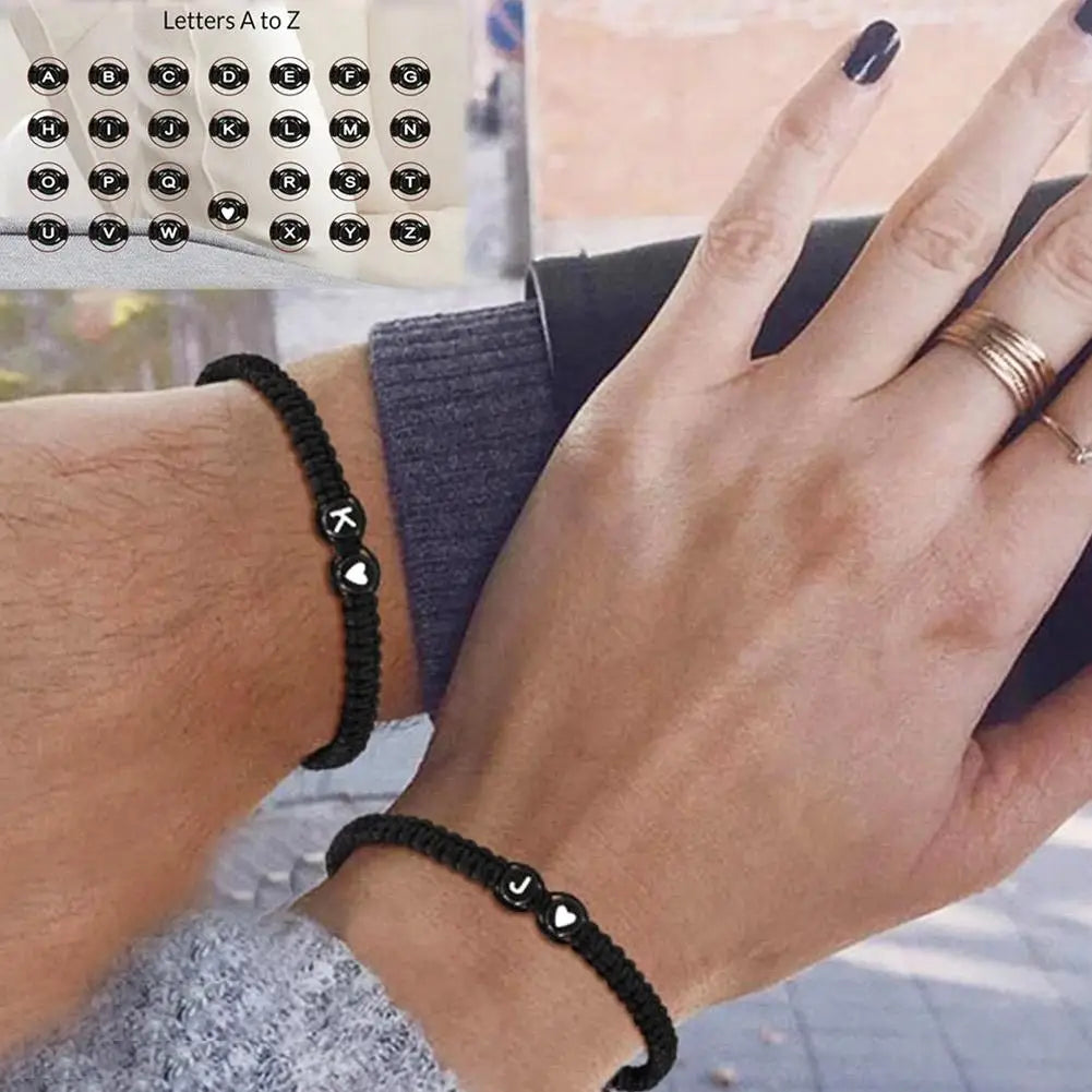 Personalized Black Braided Bracelet β Initial of your choice