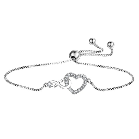 925 silver heart infinity symbol bracelet for woman - JustJewelry