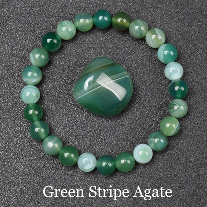 Elegant green stripe agate natural stone bracelet - JustJewelry