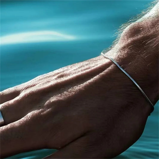 Bracelet Homme Femme Acier Inoxydable – Maille Serpent Carrée