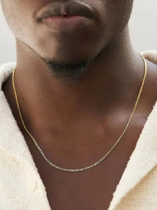 Men's Stainless Steel Necklace - Fine Cuban Chain