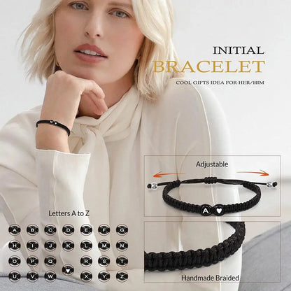 Personalized Black Braided Bracelet – Initial of your choice