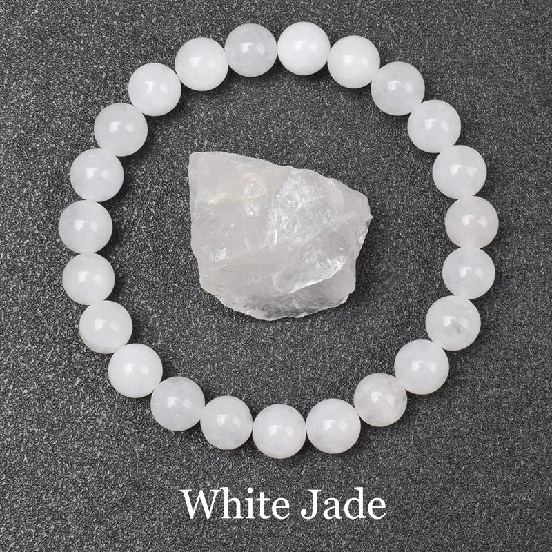 Elegant white jade natural stone bracelet - JustJewelry