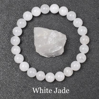 Elegant white jade natural stone bracelet - JustJewelry