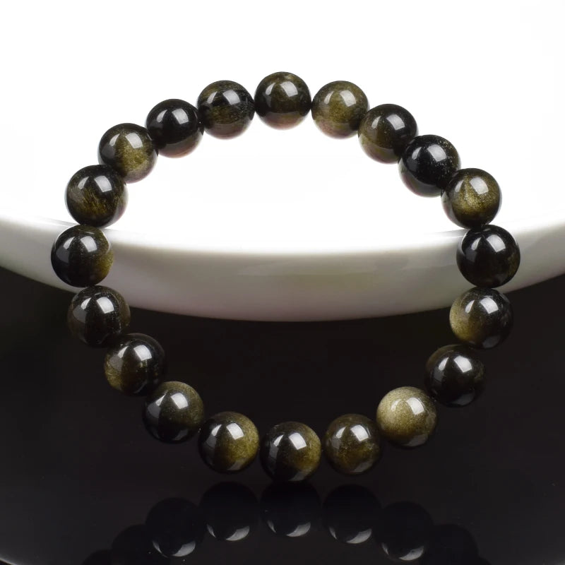 Elegant golden obsidian natural stone bracelet - JustJewelry