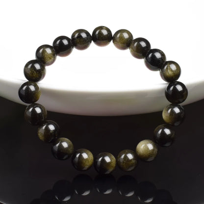 Elegant golden obsidian natural stone bracelet - JustJewelry