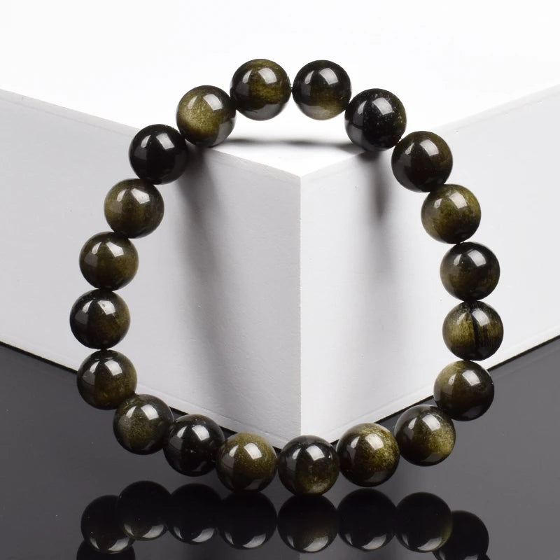 Elegant golden obsidian natural stone bracelet - JustJewelry