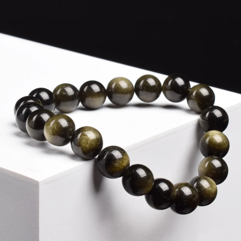 Golden obsidian natural stone bracelet photo - JustJewelry