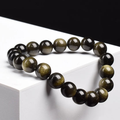 Golden obsidian natural stone bracelet photo - JustJewelry