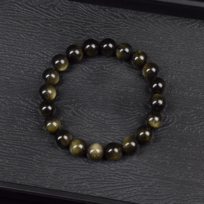 Elegant golden obsidian natural stone bracelet - JustJewelry