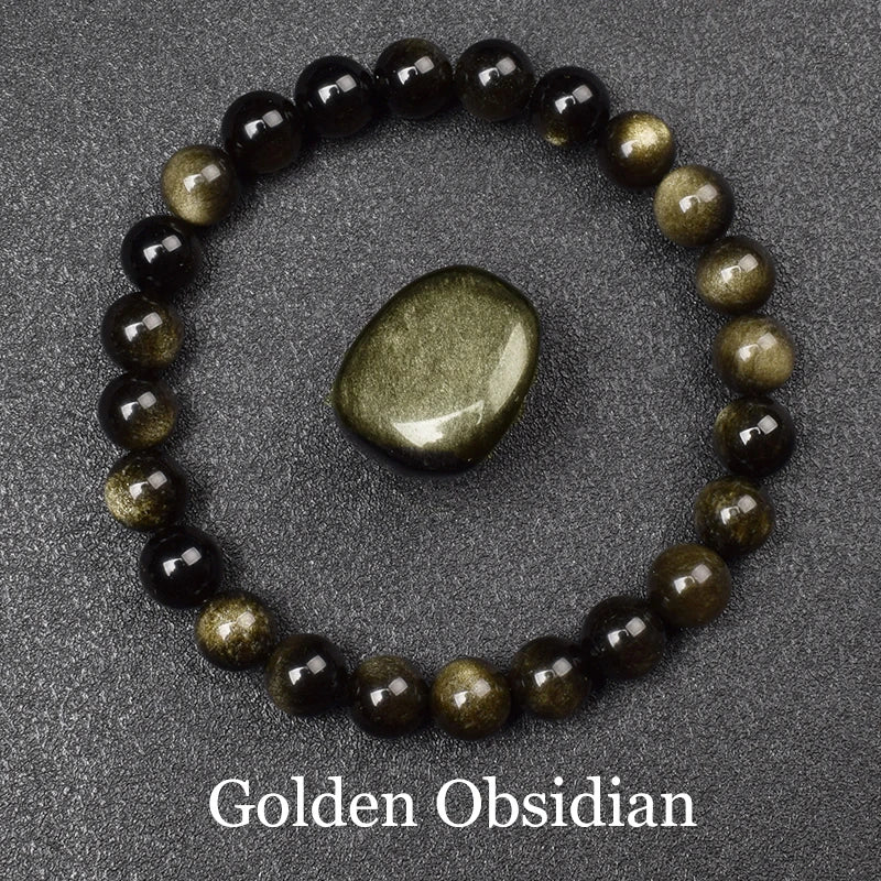 Elegant golden obsidian natural stones bracelet - JustJewelry