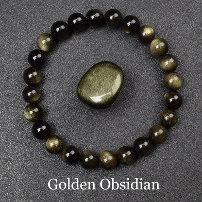 Elegant golden obsidian natural stones bracelet - JustJewelry