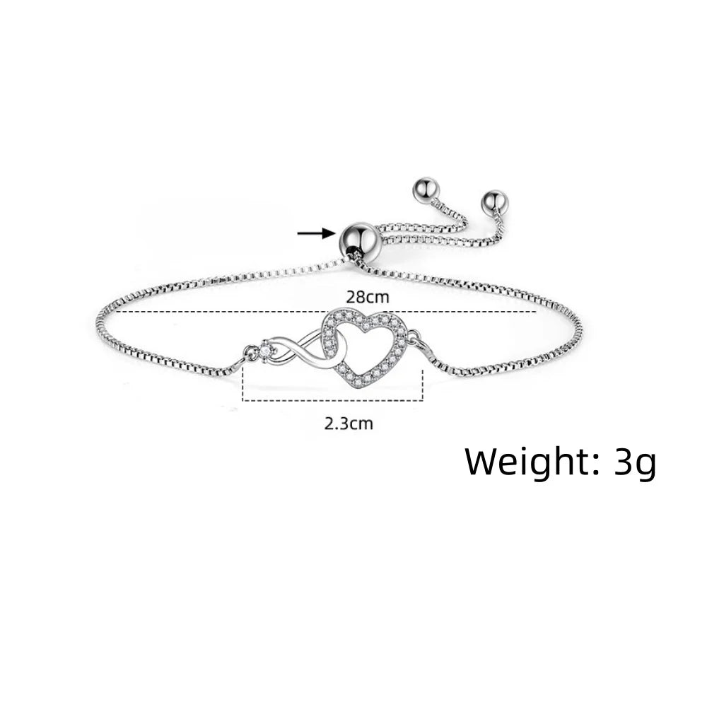 Measurement hearty infinity bracelet 925 silver - JustJewelry
