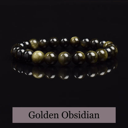 Elegant golden obsidian natural stone bracelet - JustJewelry