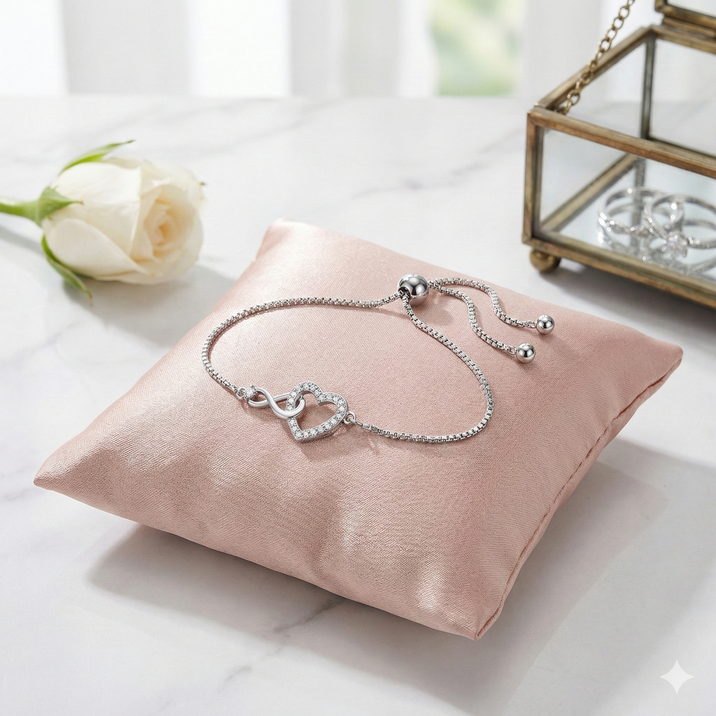 Bracelet en argent 925 – Symbole Cœur & Infini