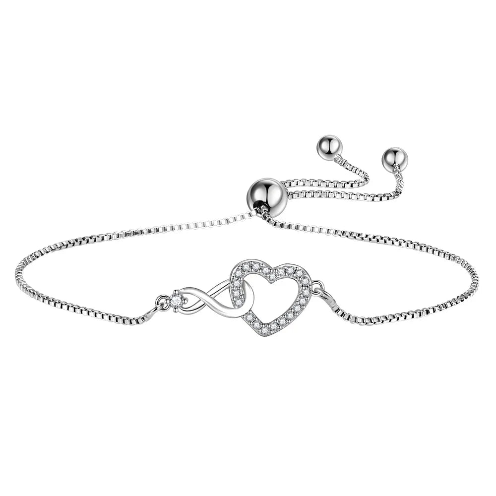 925 silver heart infinity symbol bracelet for woman - JustJewelry